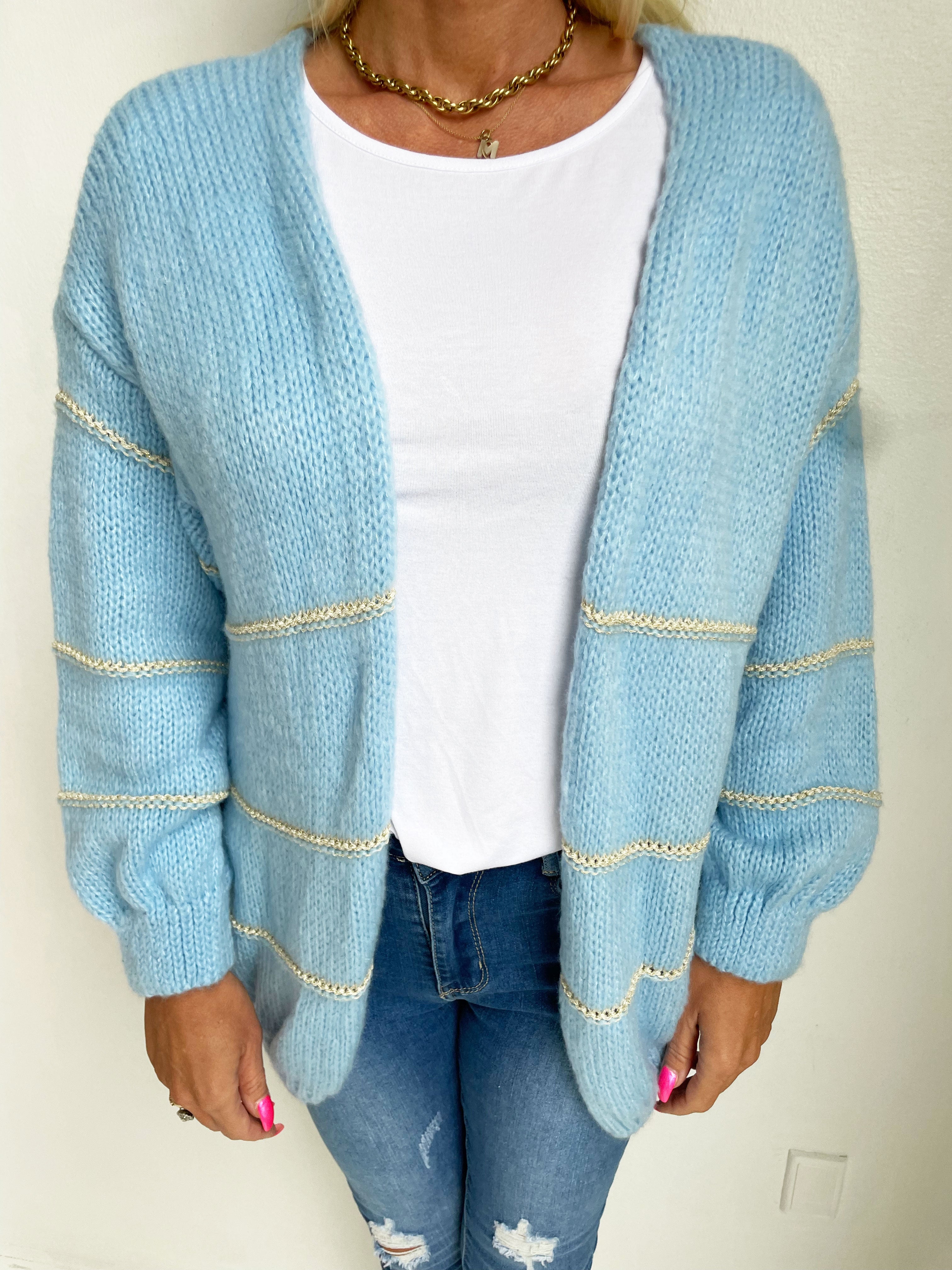 Yanira - Strikket cardigan med guldstriber